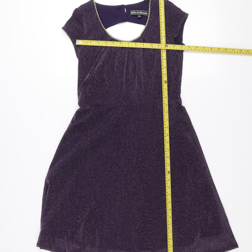 Dorothy Perkins Women’s Purple Beaded A-Line Party Dress Size 10