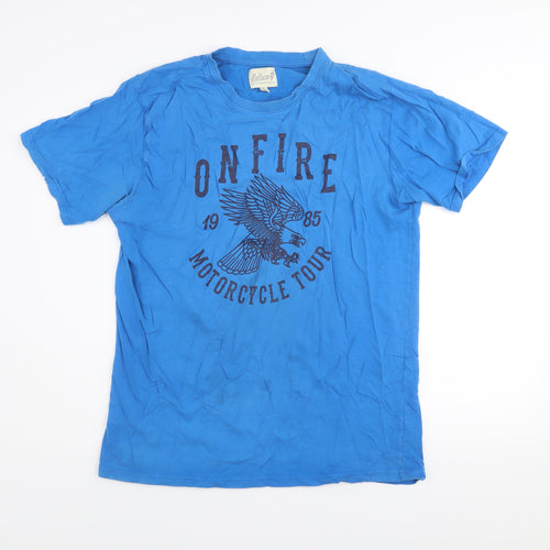 Onfire Men's Blue Motorcycle Tour Graphic T-Shirt XL