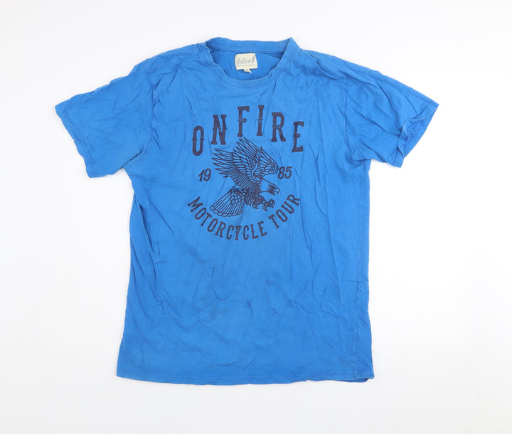 Onfire Men's Blue Motorcycle Tour Graphic T-Shirt XL