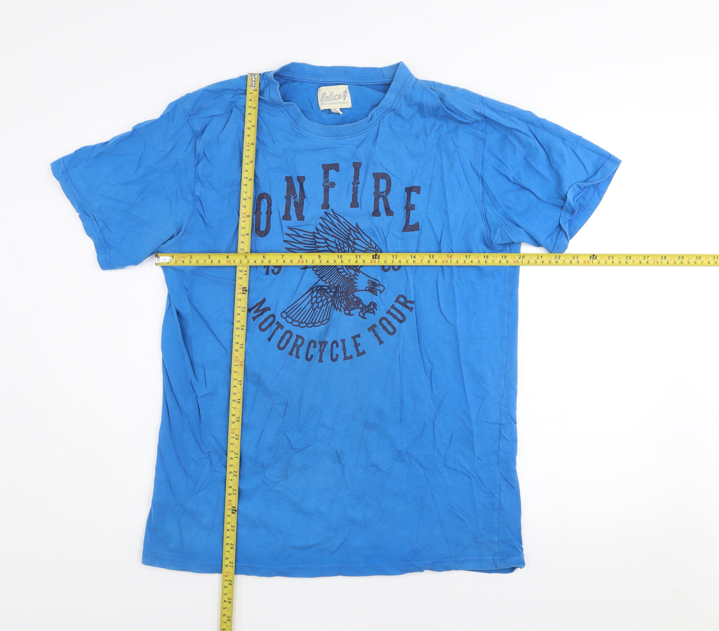 Onfire Men's Blue Motorcycle Tour Graphic T-Shirt XL