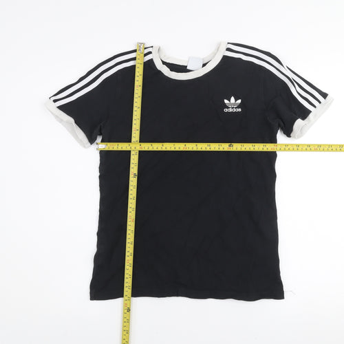 Adidas Women Black Short Sleeve Crew Neck T-Shirt UK 12 Cotton Blend