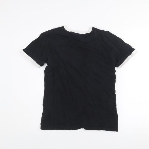 Adidas Women Black Short Sleeve Crew Neck T-Shirt UK 12 Cotton Blend
