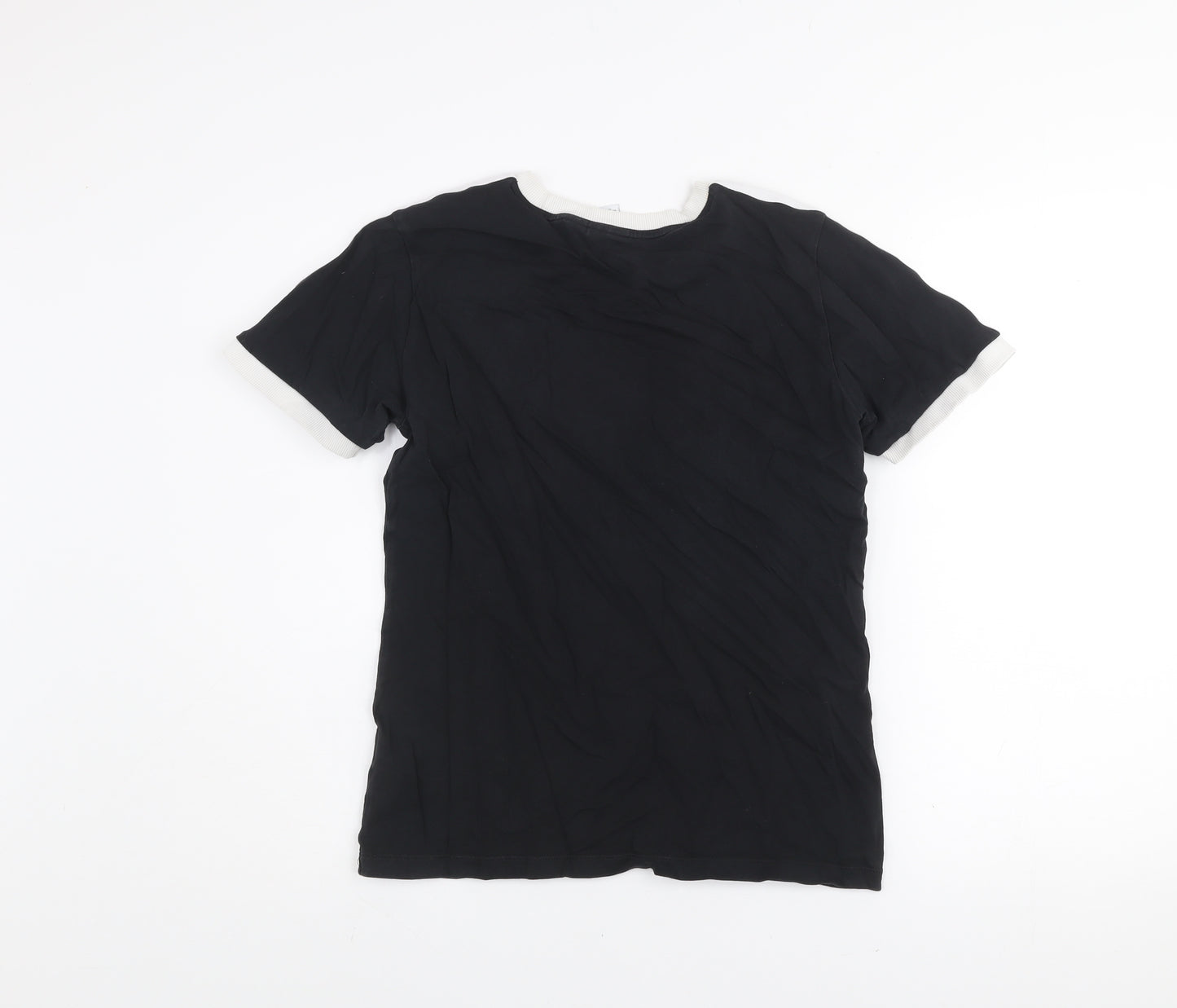 Adidas Women Black Short Sleeve Crew Neck T-Shirt UK 12 Cotton Blend