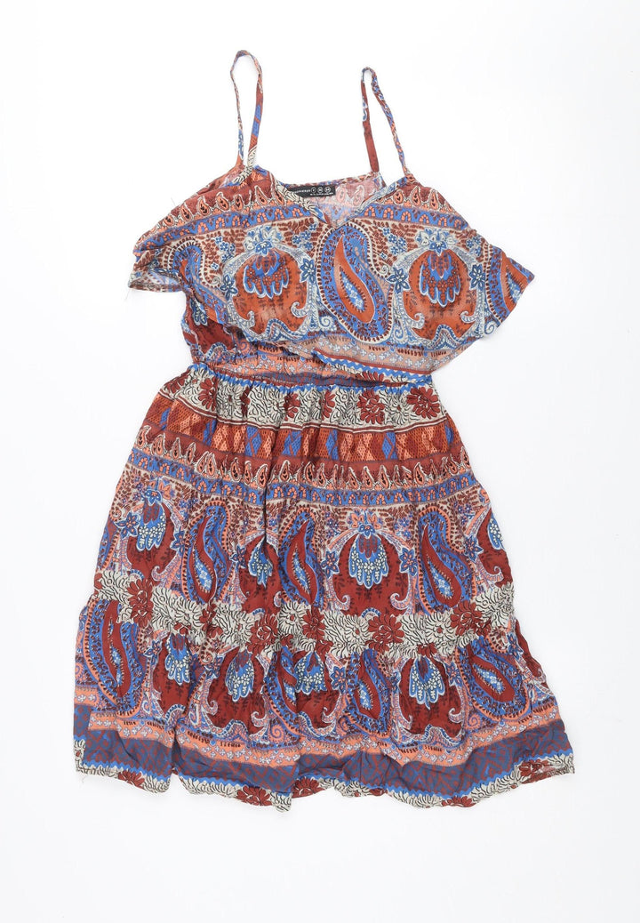 Atmosphere Womens Multicoloured Paisley Slip Dress Size 8 Boho Summer