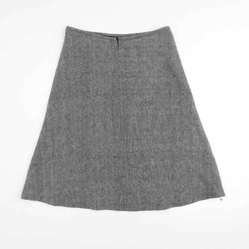 St. Bernard for Dunnes Stores Grey Wool Blend A-Line Floral Embroidered Skirt Women's Size 8