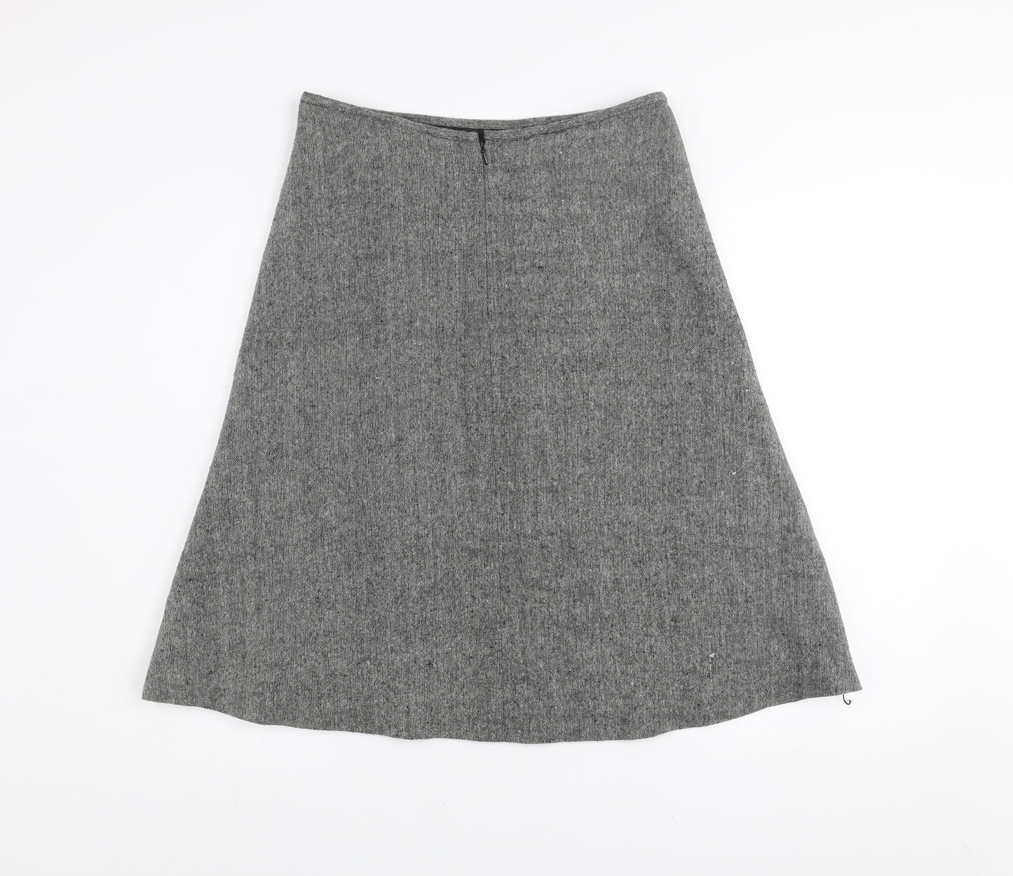 St. Bernard for Dunnes Stores Grey Wool Blend A-Line Floral Embroidered Skirt Women's Size 8