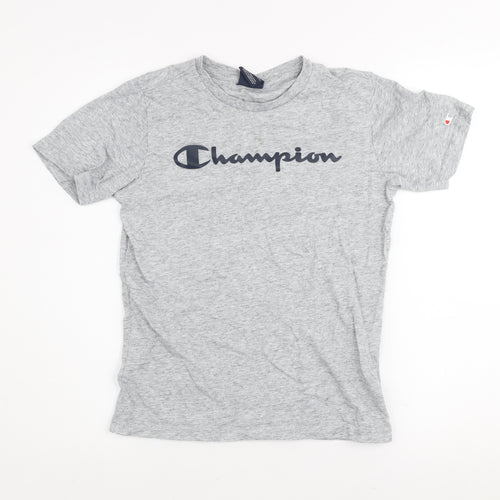 Champion Boys Grey Logo T-Shirt Size 11-12 Years Short Sleeve Cotton Blend