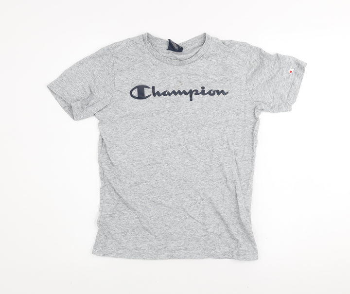 Champion Boys Grey Logo T-Shirt Size 11-12 Years Short Sleeve Cotton Blend
