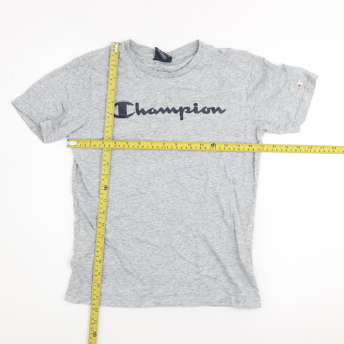 Champion Boys Grey Logo T-Shirt Size 11-12 Years Short Sleeve Cotton Blend