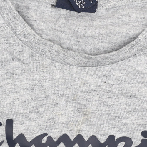 Champion Boys Grey Logo T-Shirt Size 11-12 Years Short Sleeve Cotton Blend