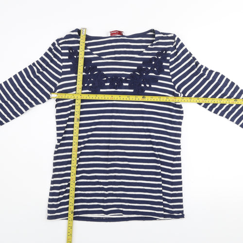 Dunnes Stores Signature Women's Navy Striped 3/4 Sleeve Top Size 14