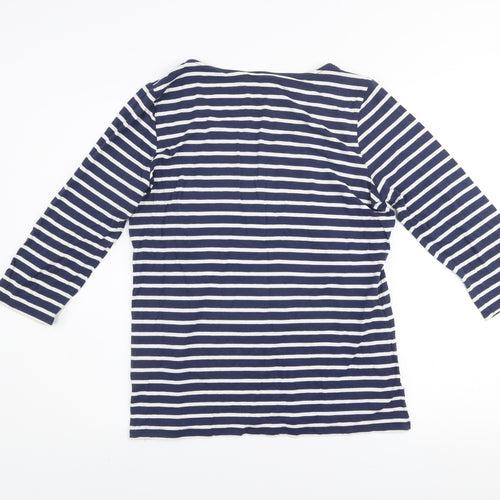 Dunnes Stores Signature Women's Navy Striped 3/4 Sleeve Top Size 14