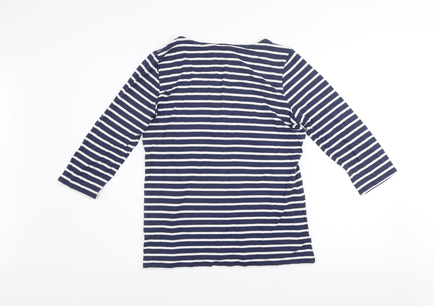 Dunnes Stores Signature Women's Navy Striped 3/4 Sleeve Top Size 14