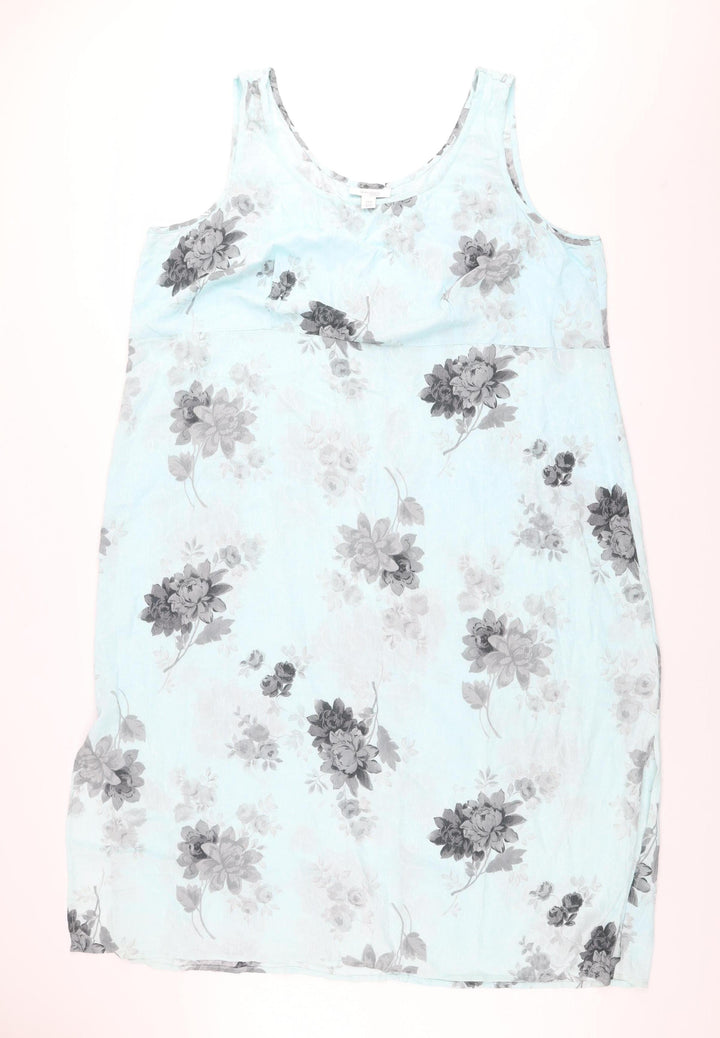 Dressbarn Women Blue Floral Rayon Sleeveless Shift Dress Size 24