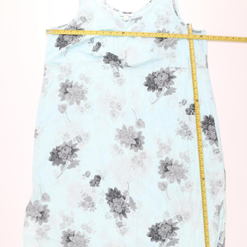 Dressbarn Women Blue Floral Rayon Sleeveless Shift Dress Size 24