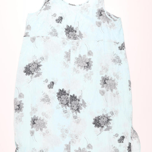 Dressbarn Women Blue Floral Rayon Sleeveless Shift Dress Size 24