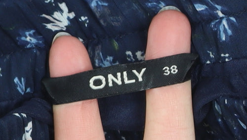 ONLY Women Navy Blue Floral Midi A-Line Skirt Size 10 Polyester