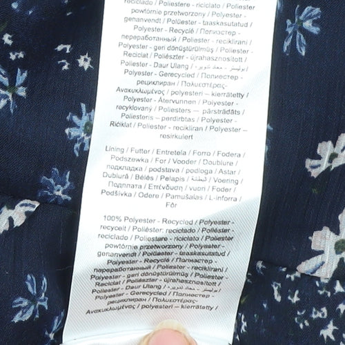 ONLY Women Navy Blue Floral Midi A-Line Skirt Size 10 Polyester