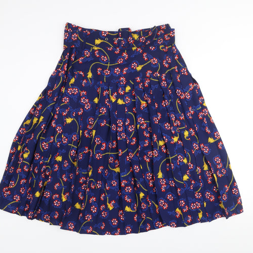 Savida Womens Blue Floral Pleated Knee Length Skirt Size 12