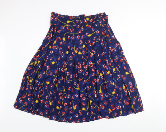 Savida Womens Blue Floral Pleated Knee Length Skirt Size 12