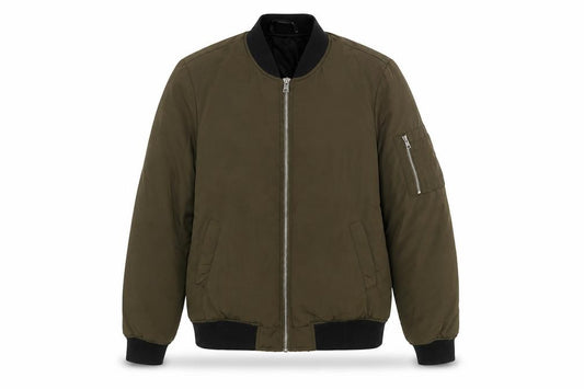 Front view of Dunnes Women’s Green Bomber Jacket, size UK 10, Regular Fit Zip Pockets