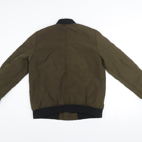 Dunnes Women’s Green Bomber Jacket Size 10 Regular Fit Zip Pockets