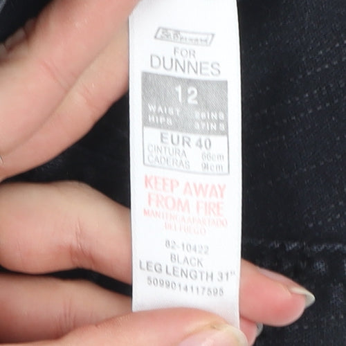 Dunnes Women’s Black Skinny Jeans Size 12 Slim Fit Denim