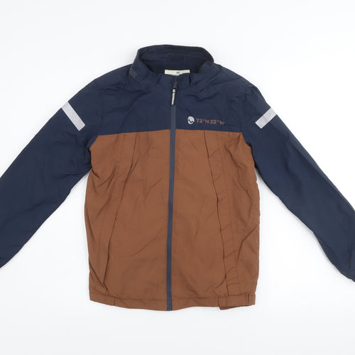 H&M Boys Blue Brown Reflective Windbreaker Jacket 9-10 Years
