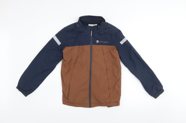 H&M Boys Blue Brown Reflective Windbreaker Jacket 9-10 Years
