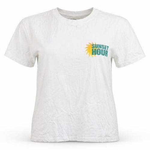 Pull&Bear Women’s White Sunset Hour Graphic T-Shirt Size S