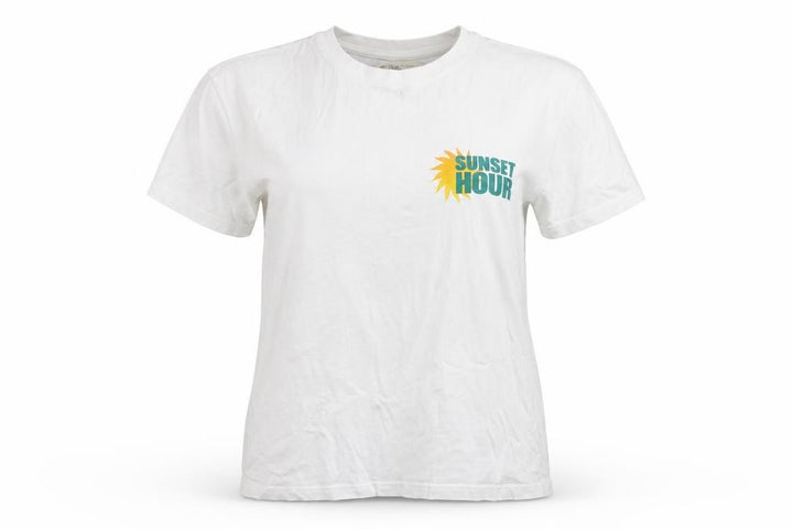 Pull&Bear Women’s White Sunset Hour Graphic T-Shirt Size S