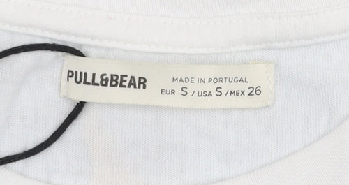 Pull&Bear Women’s White Sunset Hour Graphic T-Shirt Size S