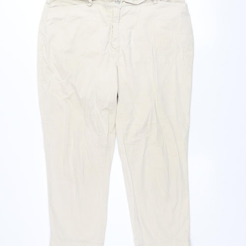 Gelco Women’s Beige Cotton Blend Cropped Trousers Size 18