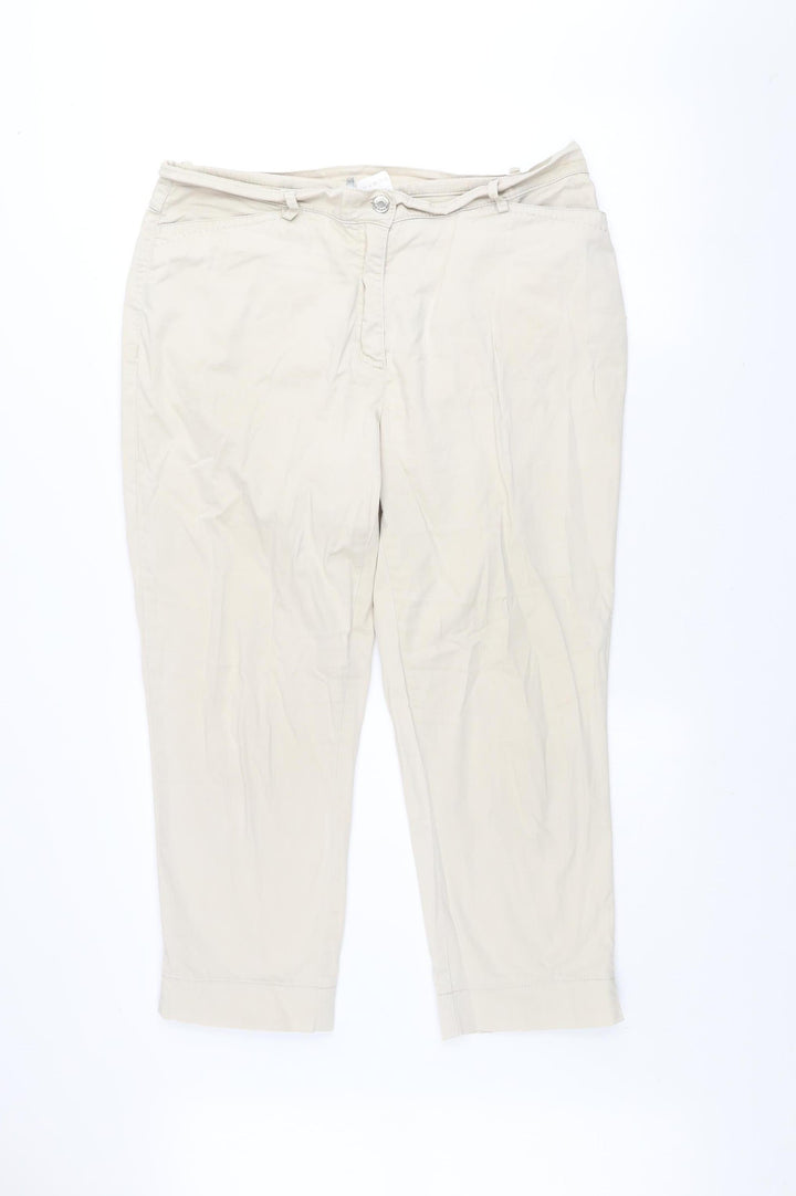 Gelco Women’s Beige Cotton Blend Cropped Trousers Size 18