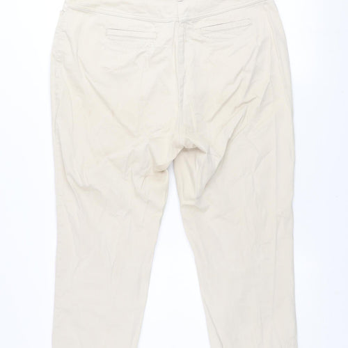 Gelco Women’s Beige Cotton Blend Cropped Trousers Size 18