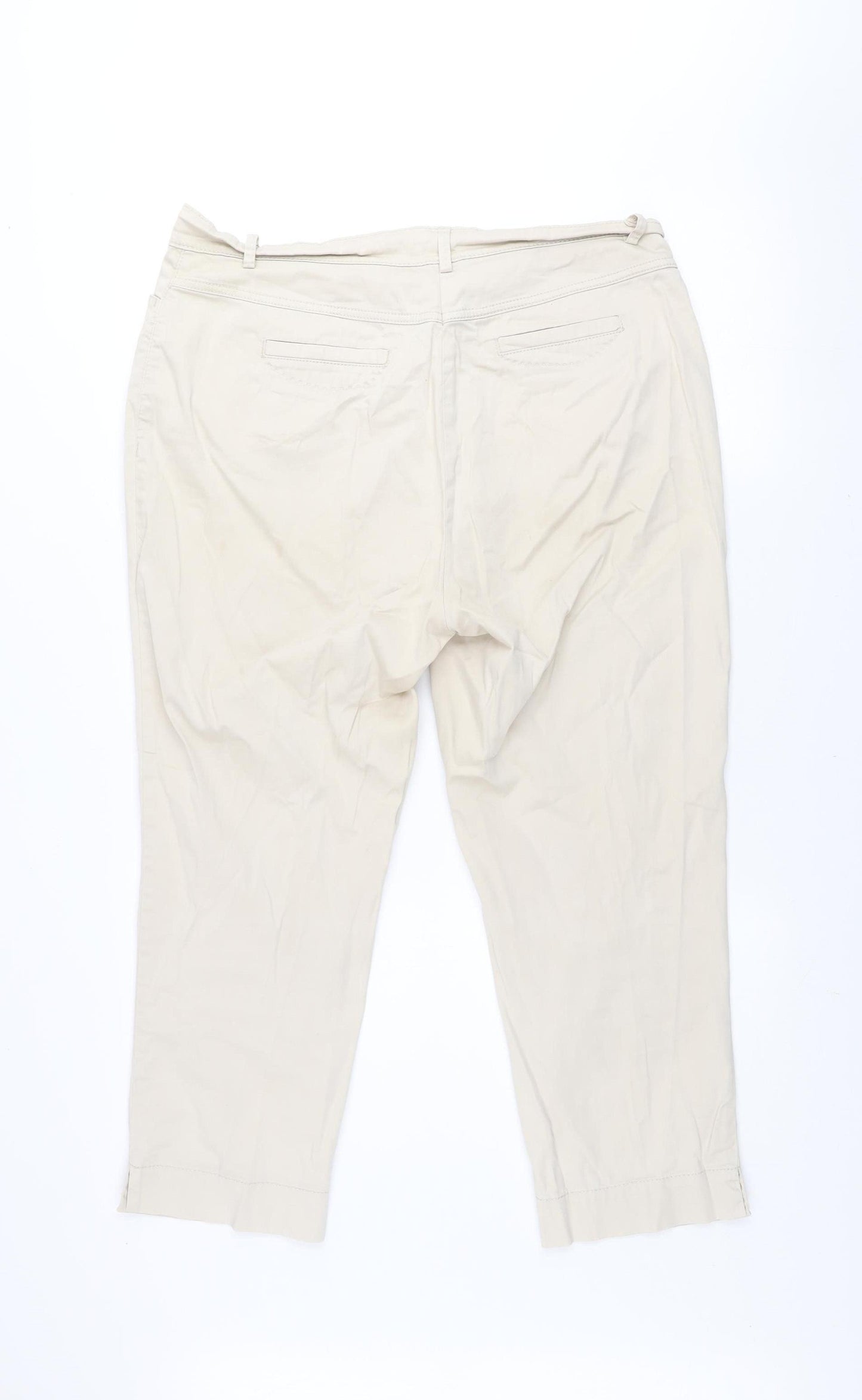 Gelco Women’s Beige Cotton Blend Cropped Trousers Size 18