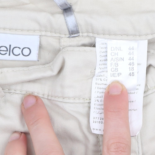 Gelco Women’s Beige Cotton Blend Cropped Trousers Size 18