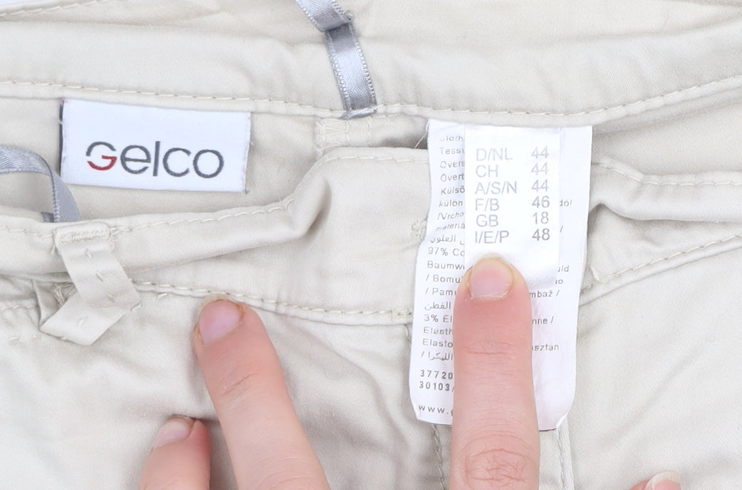 Gelco Women’s Beige Cotton Blend Cropped Trousers Size 18