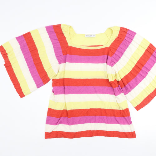 Gallery Womens Multicoloured Striped Tunic T-Shirt UK M Retro Knit Top
