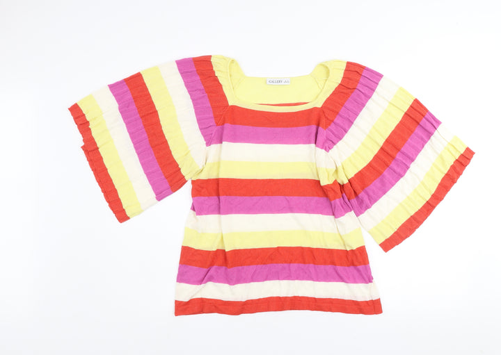 Gallery Womens Multicoloured Striped Tunic T-Shirt UK M Retro Knit Top