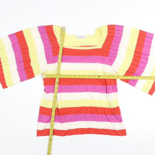 Gallery Womens Multicoloured Striped Tunic T-Shirt UK M Retro Knit Top
