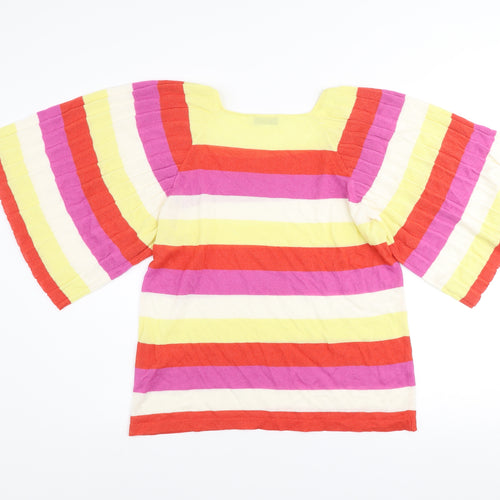 Gallery Womens Multicoloured Striped Tunic T-Shirt UK M Retro Knit Top