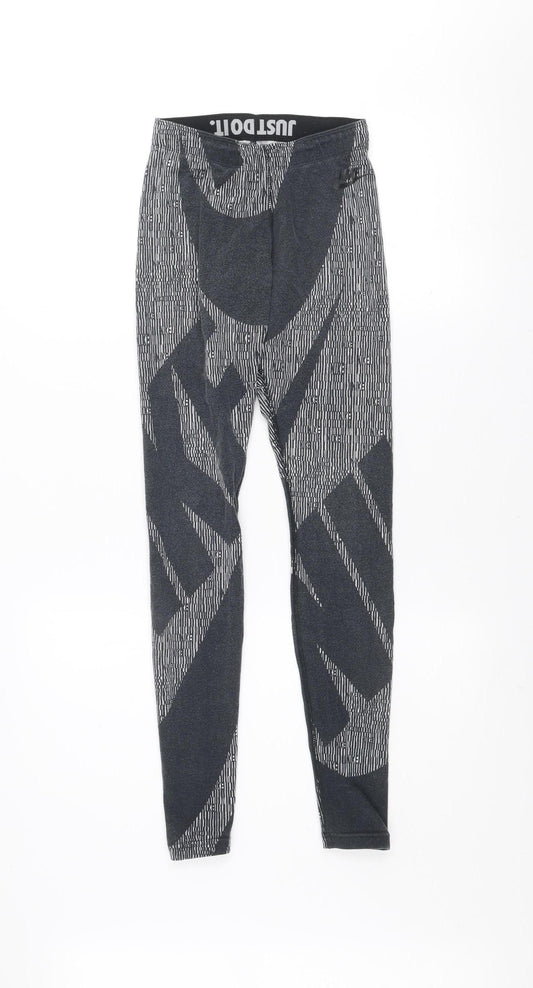 Nike Womens Black Printed XS Leggings Compression Activewear Trousers