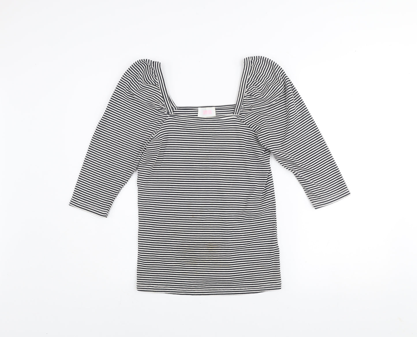 Savida Women’s Blue Striped Puff Sleeve Square Neck Top Size 14
