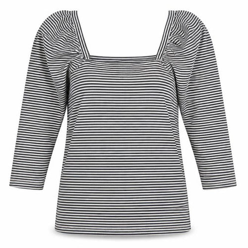 Savida Women’s Blue Striped Puff Sleeve Square Neck Top Size 14