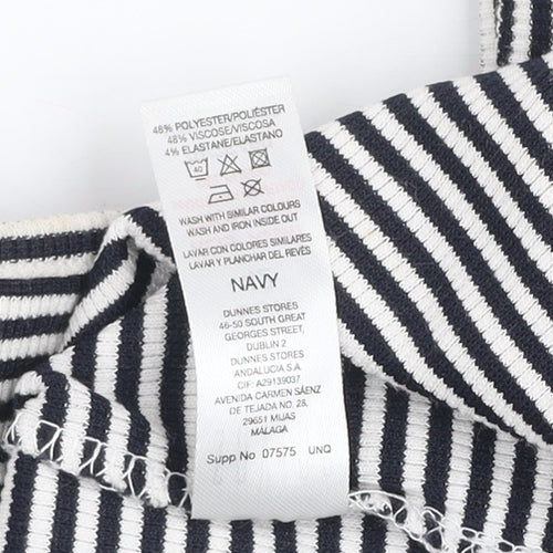Savida Women’s Blue Striped Puff Sleeve Square Neck Top Size 14