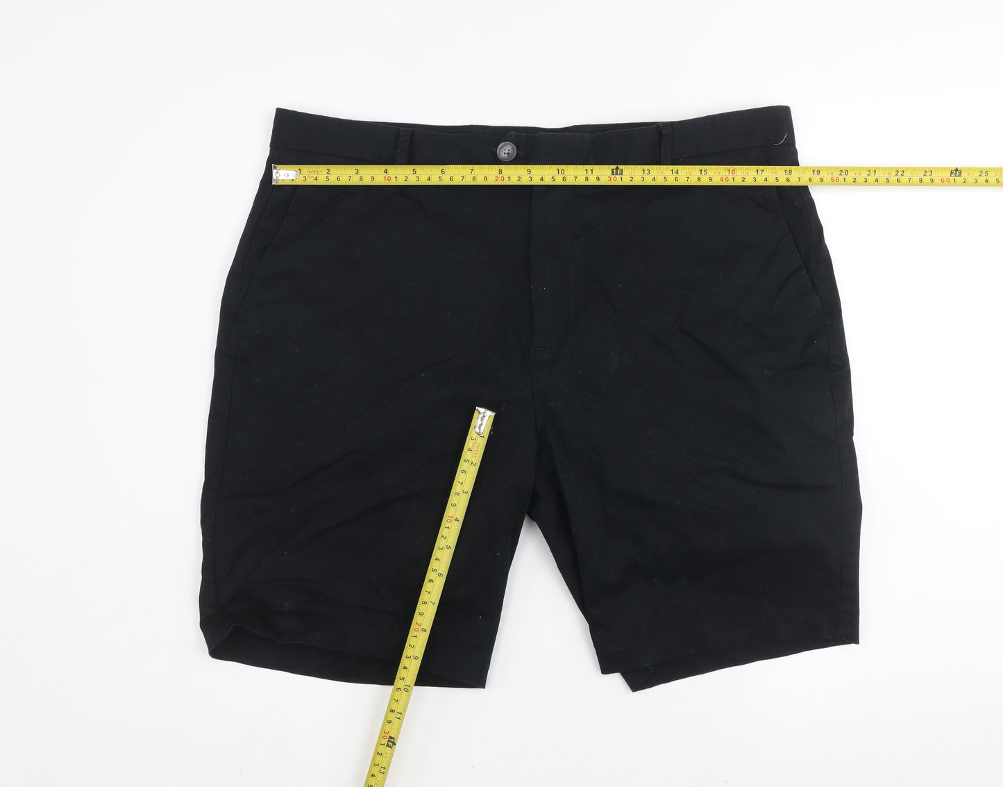 Reiss Men’s Black Chino Shorts Size L 36in Cotton Stretch