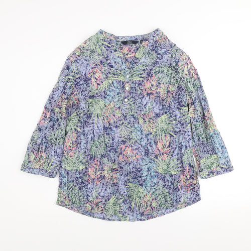 Isle Essentials Women’s Multicoloured Floral 3/4 Sleeve Tunic Blouse Size 12
