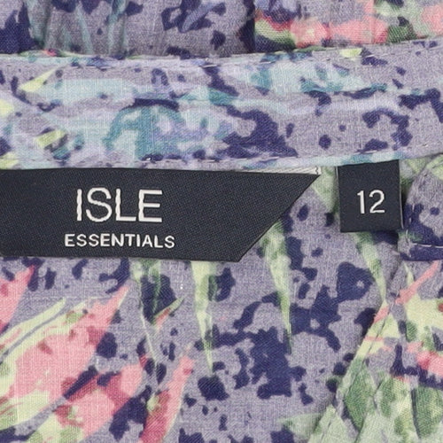 Isle Essentials Women’s Multicoloured Floral 3/4 Sleeve Tunic Blouse Size 12