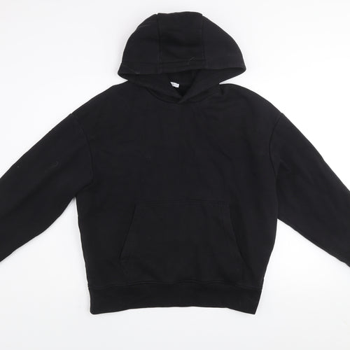 Zara Women Black Size 12 Pullover Hoodie Cotton Blend